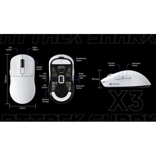 Уцінка миша Attack Shark X3 Wireless (AS-6972792470825-O) Orange (Розкрита упаковка, 922075) купити в Україні | Telemart фото