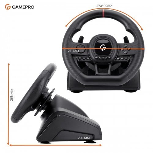 Уценка руль с педалями и коробкой передач GamePro RW038PM Black (Вскрытая упаковка, 922083) купить в Украине | Telemart фото