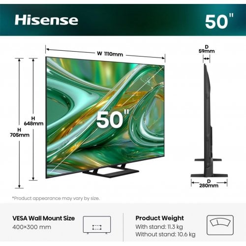 Телевизор Hisense 50" 50E8S Black купить в Украине | Telemart фото