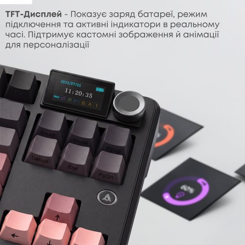 Клавиатура Ajazz MK87 RGB Pitaya Switch Wireless (MK87-P-S-P) Black/Pink купить в Украине | Telemart фото
