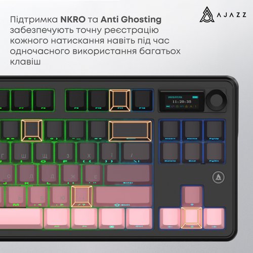 Клавиатура Ajazz MK87 RGB Pitaya Switch Wireless (MK87-P-S-P) Black/Pink купить в Украине | Telemart фото