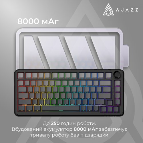 Клавиатура Ajazz AK820 Max Plus RGB White Birch Switch Wireless (AK820-MAX-WB-S-G) Black/Gray купить в Украине | Telemart фото