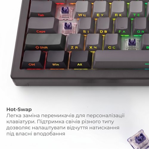 Клавиатура Ajazz AK820 Max Plus RGB White Birch Switch Wireless (AK820-MAX-WB-S-G) Black/Gray купить в Украине | Telemart фото