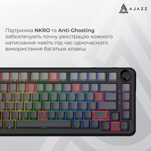 Клавиатура Ajazz AK820 Max Plus RGB White Birch Switch Wireless (AK820-MAX-WB-S-G) Black/Gray купить в Украине | Telemart фото