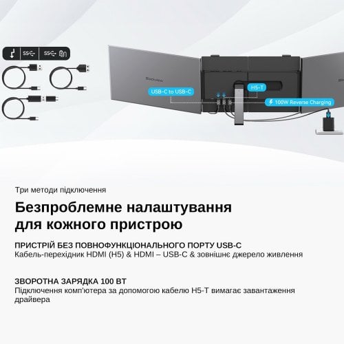 Портативний монітор Blackview 14" DCM6Pro (BVDCM6PRO) Grey/Black купити в Україні | Telemart фото