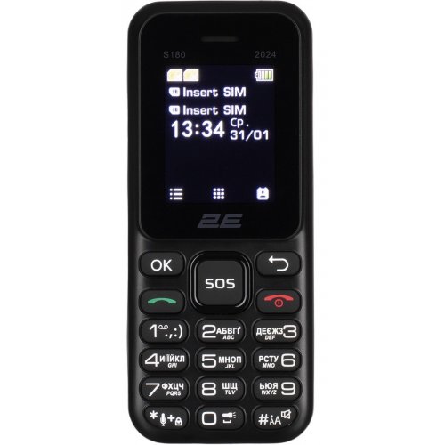 Кнопковий телефон 2E S180 2024 (694743653885) Black купити в Україні | Telemart фото
