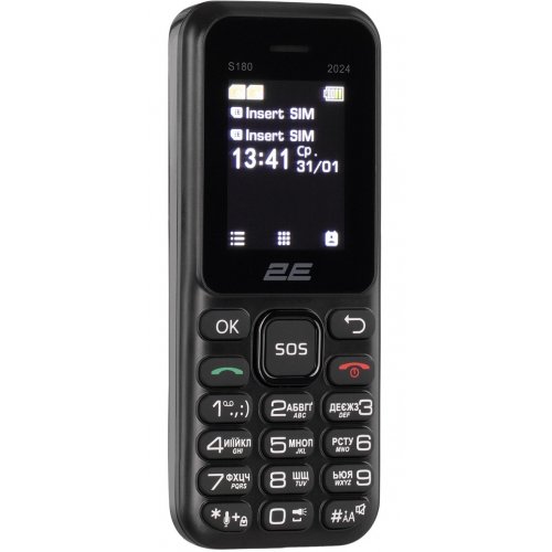 Кнопковий телефон 2E S180 2024 (694743653885) Black купити в Україні | Telemart фото