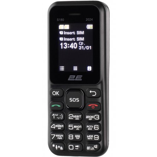 Кнопковий телефон 2E S180 2024 (694743653885) Black купити в Україні | Telemart фото