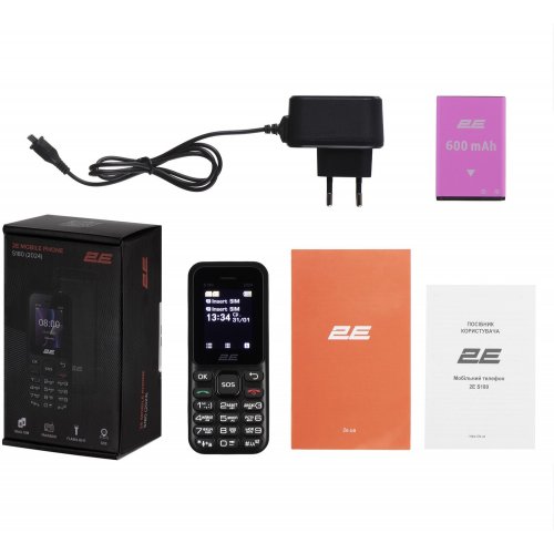 Кнопковий телефон 2E S180 2024 (694743653885) Black купити в Україні | Telemart фото