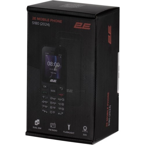 Кнопковий телефон 2E S180 2024 (694743653885) Black купити в Україні | Telemart фото