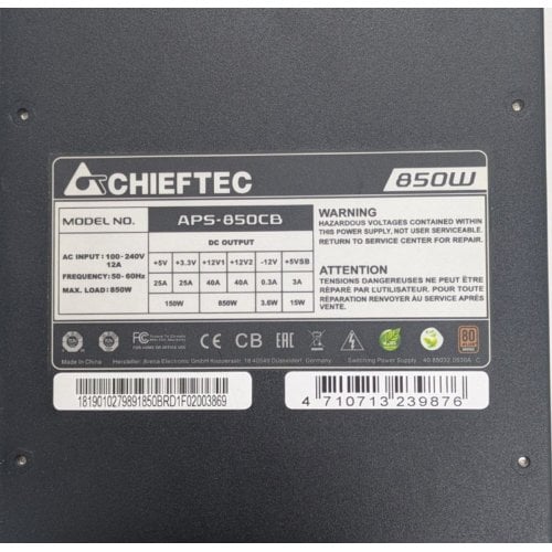 Блок живлення CHIEFTEC A-135 850W (APS-850CB) (Відновлено продавцем, 923008) купити в Україні | Telemart фото