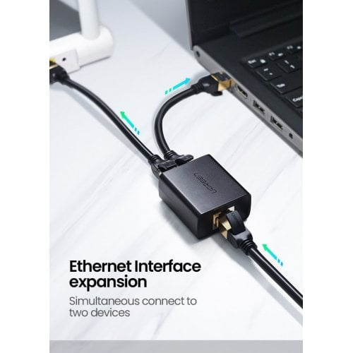 Уценка сплиттер Ugreen CM210 RJ-45 1 To 2 Ethernet Converter 2 pcs (50923) Black (Вскрытая упаковка, 923036) купить в Украине | Telemart фото