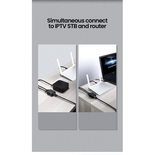 Уценка сплиттер Ugreen CM210 RJ-45 1 To 2 Ethernet Converter 2 pcs (50923) Black (Вскрытая упаковка, 923036) купить в Украине | Telemart фото
