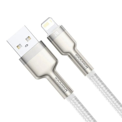 Уцінка кабель Baseus Cafule Metal USB to Lightning 2.4A 1m (CALJK-A02) White (Пошкоджено пакування, 923229) купити в Україні | Telemart фото