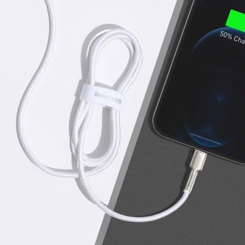 Уцінка кабель Baseus Cafule Metal USB to Lightning 2.4A 1m (CALJK-A02) White (Пошкоджено пакування, 923229) купити в Україні | Telemart фото