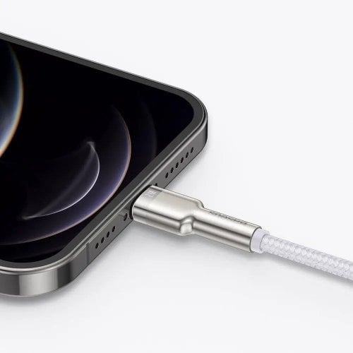 Уцінка кабель Baseus Cafule Metal USB to Lightning 2.4A 1m (CALJK-A02) White (Пошкоджено пакування, 923229) купити в Україні | Telemart фото