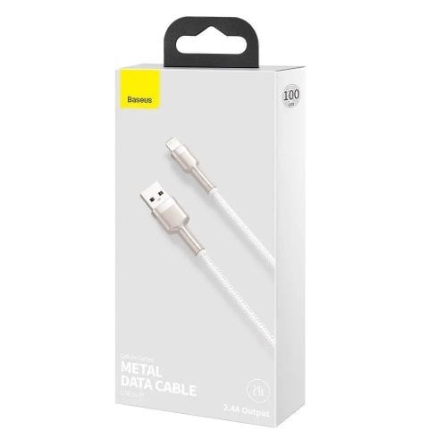 Уцінка кабель Baseus Cafule Metal USB to Lightning 2.4A 1m (CALJK-A02) White (Пошкоджено пакування, 923229) купити в Україні | Telemart фото