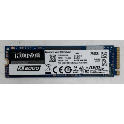 Ssd-диск Kingston A2000 3D NAND 250GB M.2 (2280 PCI-E) NVMe x4 (SA2000M8/250G) (Восстановлено продавцом, 923693) купить в Украине | Telemart фото