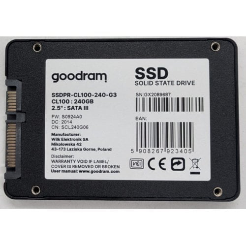 Ssd-диск GoodRAM CL100 Gen.3 3D NAND TLC 240GB 2.5" (SSDPR-CL100-240-G3) (Восстановлено продавцом, 923834) купить в Украине | Telemart фото