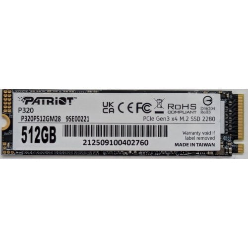 Ssd-диск Patriot P320 512GB M.2 (2280 PCI-E) NVMe x4 (P320P512GM28) (Восстановлено продавцом, 924099) купить в Украине | Telemart фото