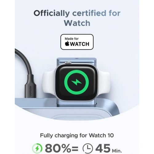 Уценка беспроводное зарядное устройство Ugreen W711 3 in 1 Magnetic Wireless 25W (55677) Blue (Вскрытая упаковка, 924230) купить в Украине | Telemart фото