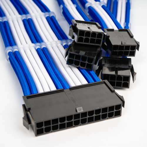Уценка набор кастомных кабелей питания EVOLVE Custom PSU Cable Kit 0.3m (EV-PSUMF-03BW) Blue/White (Вскрытая упаковка, 924253) купить в Украине | Telemart фото