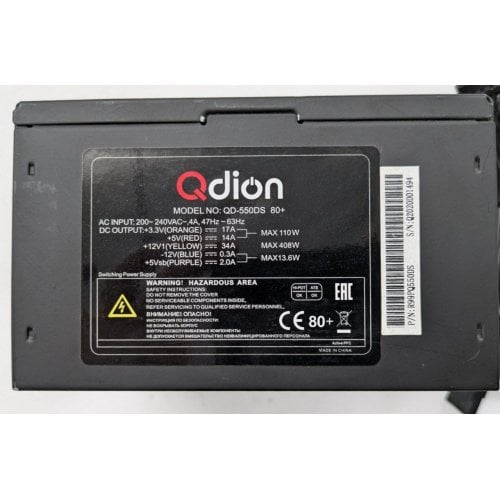 Блок живлення Qdion 550W (QD-550DS 80+) (Відновлено продавцем, 924325) купити в Україні | Telemart фото