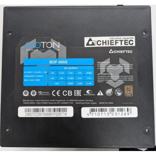 Блок живлення CHIEFTEC Proton 500W (BDF-500S) (Відновлено продавцем, 924387) купити в Україні | Telemart фото