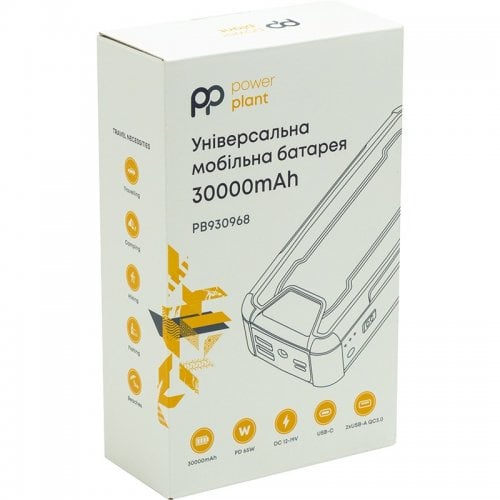 Powerbank PowerPlant 30000mAh 65W (PB930968) Black/Orange купити в Україні | Telemart фото