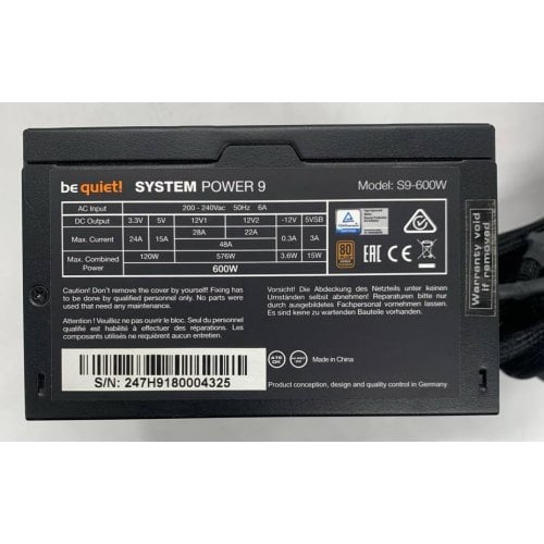 Блок живлення Be Quiet! System Power 9 600W (BN247) (Відновлено продавцем, 924606) купити в Україні | Telemart фото