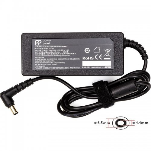 Блок питания для монитора PowerPlant LG 19V 3.42A 65W 6.5x4.4mm (AF65F6544) Black купить в Украине | Telemart фото