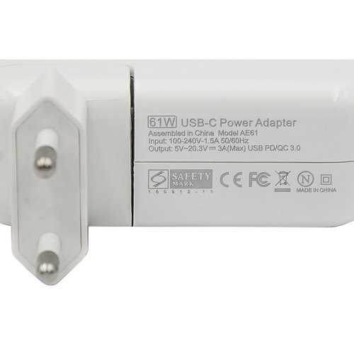 Блок питания для ноутбука PowerPlant Apple 5-20.3V 3A 61W USB Type-C (AP61HCUSB) White купить в Украине | Telemart фото