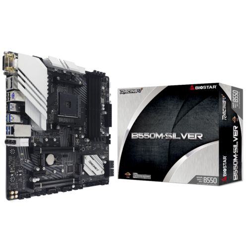 Материнська плата Biostar Racing B550M-SILVER Ver. 5.x (sAM4, AMD B550) (Відновлено продавцем, 924941) купити в Україні | Telemart фото