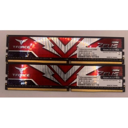 Озп Team DDR4 32GB (2x16GB) 3200Mhz T-Force Zeus (TTZD416G3200HC20BK) (Відновлено продавцем, 924949) купити в Україні | Telemart фото