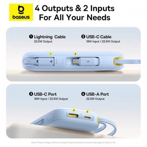 Powerbank Baseus EnerFill FC31 Qpow 3 Dual-Cable 20000mAh 22.5W (P10082107313-00) Blue купить в Украине | Telemart фото