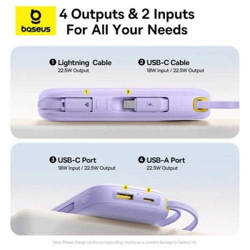 Powerbank Baseus EnerFill FC31 Qpow 3 Dual-Cable 20000mAh 22.5W (P10082107513-00) Purple купить в Украине | Telemart фото