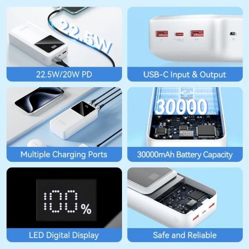Powerbank Vention 30000mAh 22.5W (FHMW0) White купить в Украине | Telemart фото