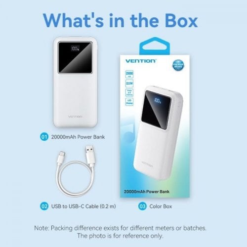 Powerbank Vention 20000mAh 22.5W (FHLW0) White купити в Україні | Telemart фото