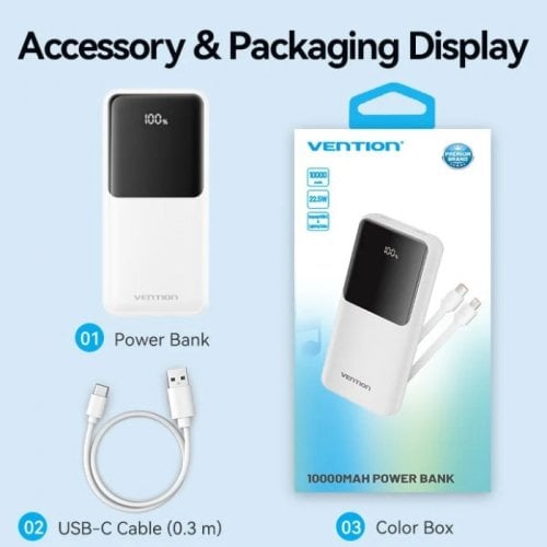 Powerbank Vention 10000mAh 22.5W (FHOW0) White купить в Украине | Telemart фото