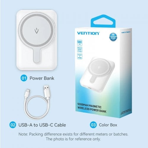 Powerbank Vention Magnetic Wireless 5000mAh 20W (FHSW0) White купить в Украине | Telemart фото