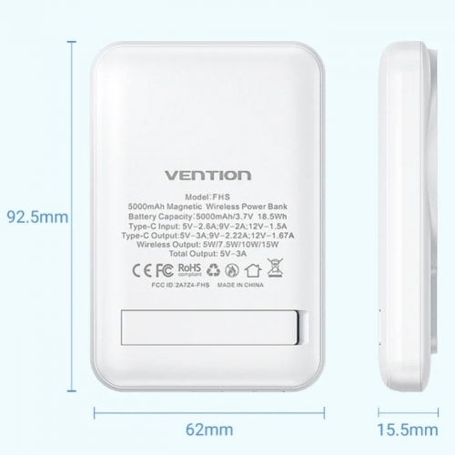Powerbank Vention Magnetic Wireless 5000mAh 20W (FHSW0) White купить в Украине | Telemart фото