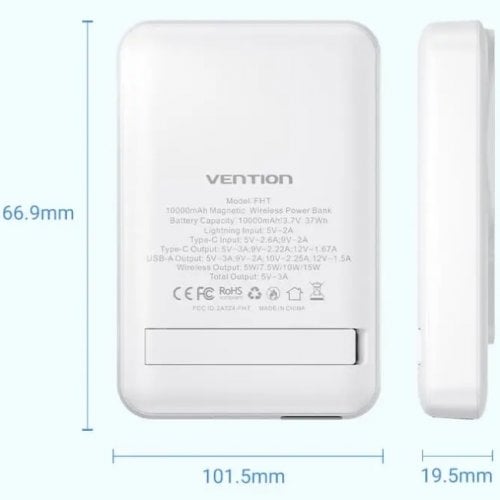 Powerbank Vention Magnetic Wireless 10000mAh 22.5W (FHTW0) White купить в Украине | Telemart фото
