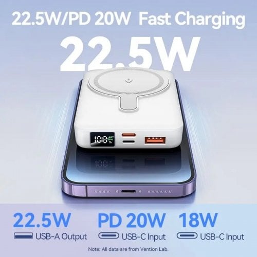Powerbank Vention Magnetic Wireless 10000mAh 22.5W (FHTW0) White купить в Украине | Telemart фото