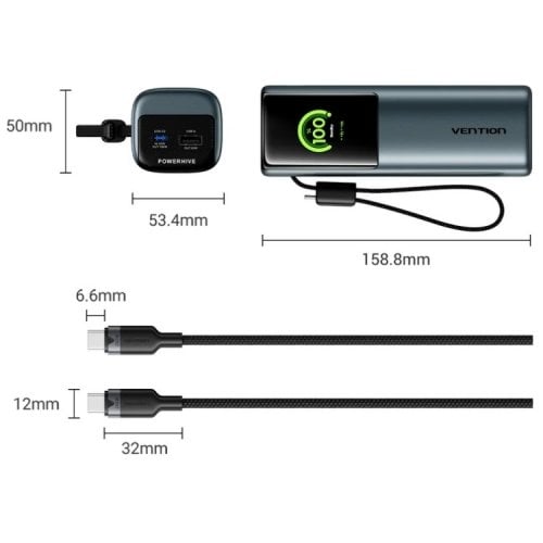 Powerbank Vention PowerHive 20000mAh 165W (FKFH0) Gray купить в Украине | Telemart фото