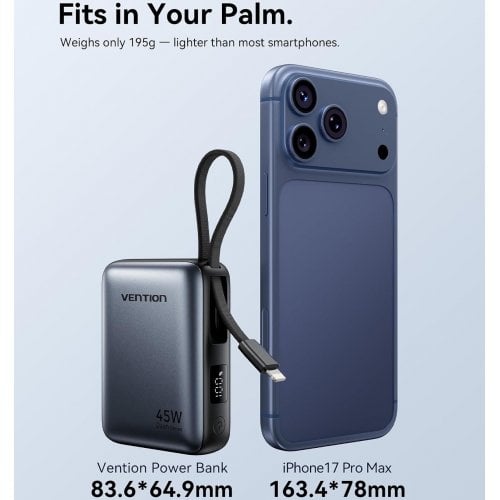 Powerbank Vention Dash 10000mAh 45W (FKMH0) Gray купить в Украине | Telemart фото