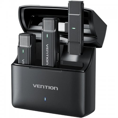 Беспроводной петличный микрофон Vention USB-C 2-Pack Wireless Lavalier with Charging Case (NCAB0) Black купить в Украине | Telemart фото