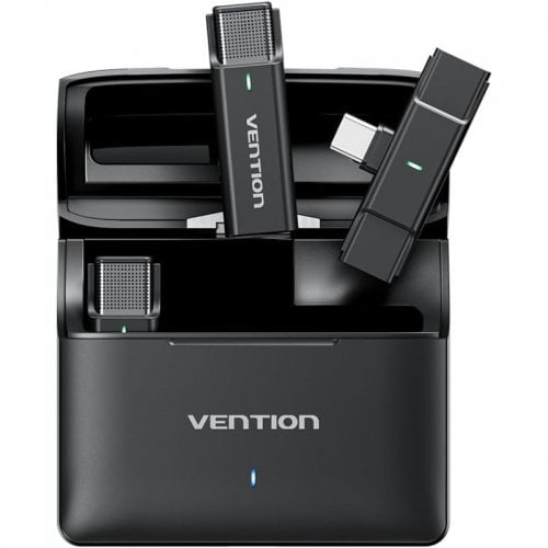 Беспроводной петличный микрофон Vention USB-C 2-Pack Wireless Lavalier with Charging Case (NCAB0) Black купить в Украине | Telemart фото