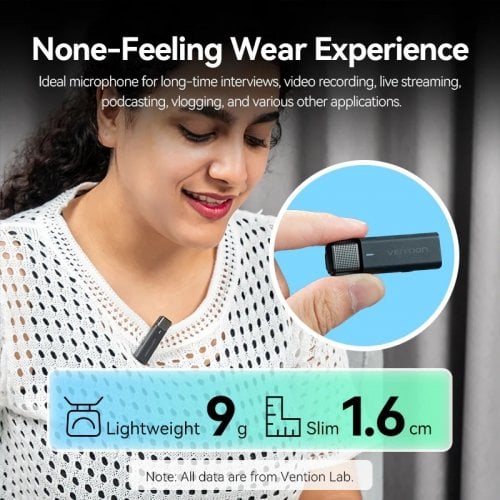Беспроводной петличный микрофон Vention USB-C 2-Pack Wireless Lavalier with Charging Case (NCAB0) Black купить в Украине | Telemart фото