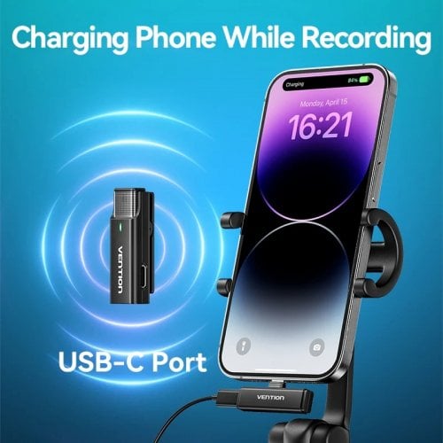 Беспроводной петличный микрофон Vention USB-C 2-Pack Wireless Lavalier with Charging Case (NCAB0) Black купить в Украине | Telemart фото