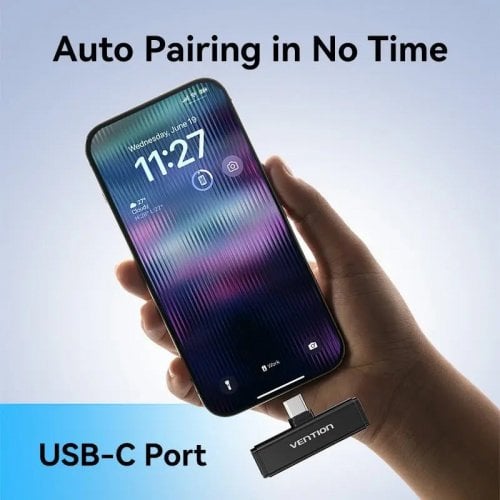 Беспроводной петличный микрофон Vention USB-C 2-Pack Wireless Lavalier with Charging Case (NCAB0) Black купить в Украине | Telemart фото